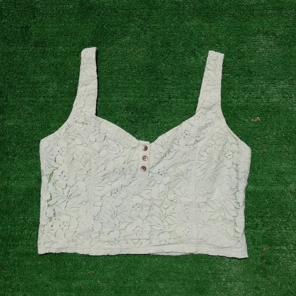 Mint Green Lace Crop Top